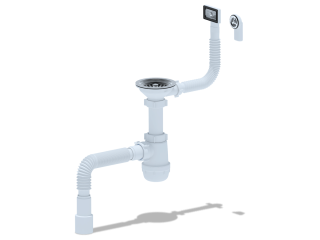 Сифон АНИ A0145DIY Грот 3 1/2"*40 с гибким и жестким переливом и гибкой трубой 40х40/50 мм